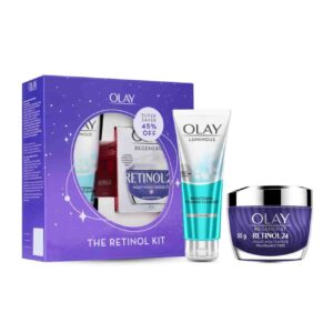 Olay Retinol Kit For Overnight Repair|Retinol Cream With Free Cleanser|Plumper, Younger Looking Skin Pack Of 2